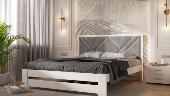 Ліжко дерев'яне з м'якою вставкою ArborDrev Симфонія Преміум Сосна / Бук Білий