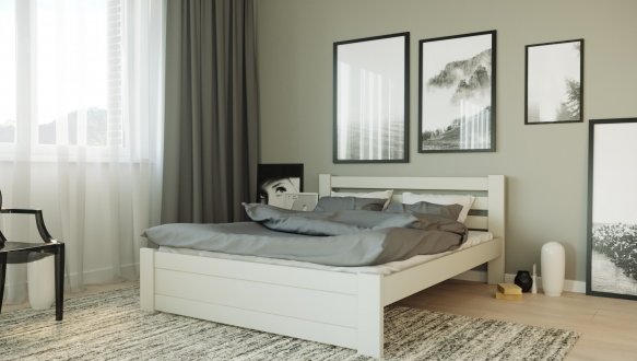 Ліжко дерев'яне Лев Жасмін Масив бук Білий