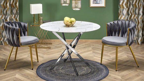 Стіл RAYMOND 3 білий мармур-срібло