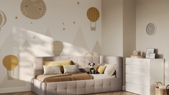 Мягкая кровать 0.9х2.0 подъёмная с каркасом Келли