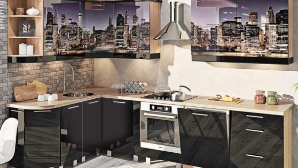 Модульна кухня Фарбований високий глянець з друком 9