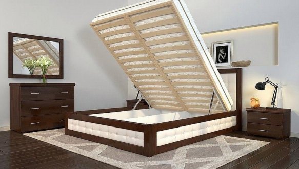 Ліжко дерев'яне ArborDrev Рената М з підйомним механізмом та нішею для білизни Сосна / Бук 0