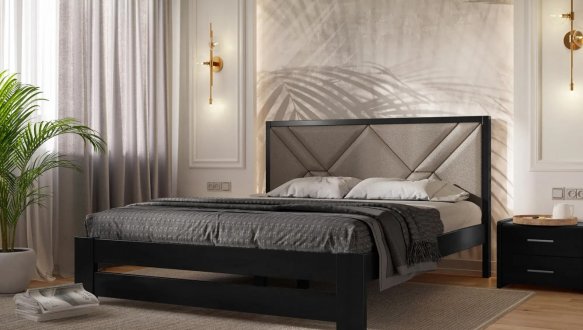 Ліжко дерев'яне з м'якою вставкою ArborDrev Симфонія Преміум Сосна / Бук 5