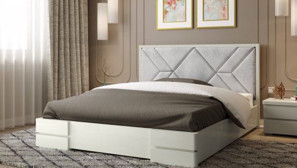 Ліжко дерев'яне з м'якою вставкою ArborDrev Еліт Сосна / Бук