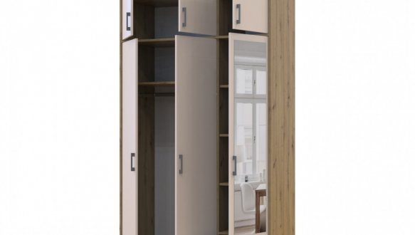 Шкаф для одежды Дорос Ронди кашемир с высокой антресолей и зеркалом 3-дверный 121 см 0