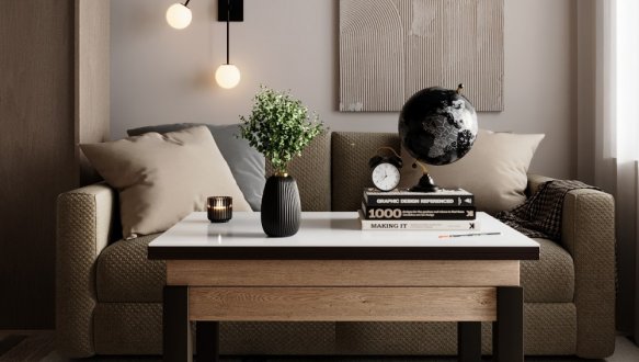 Стол-трансформер B-Fly Glass Дуб Экспрессив песочный/Венге ноги/Белое стекло 0