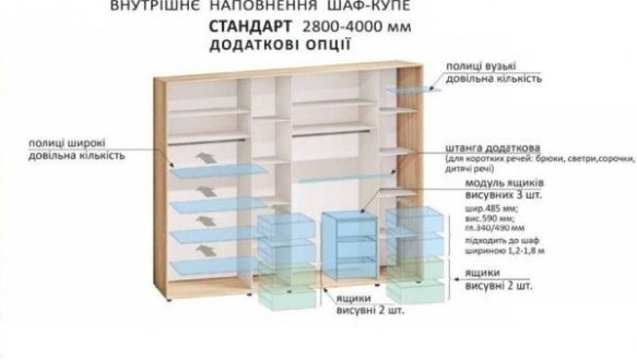 Шкаф-купе с зеркалом Комфорт мебель Модель-2 дуб золотой 4 дверный 400 см 2