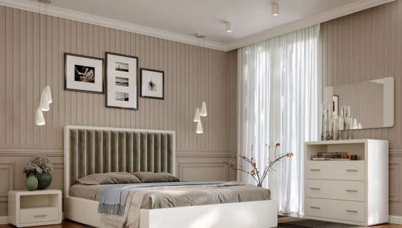 Кровать деревянная с мягкой вставкой ArborDrev Глория Сосна / Бук Белый 3