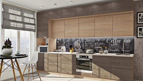Модульная кухня Хай-тек з деревяной текстурой 15