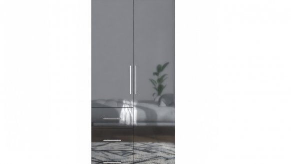 Шкаф 2дв 3шх Миромарк Магнум 2 дверный антрацит 98 см