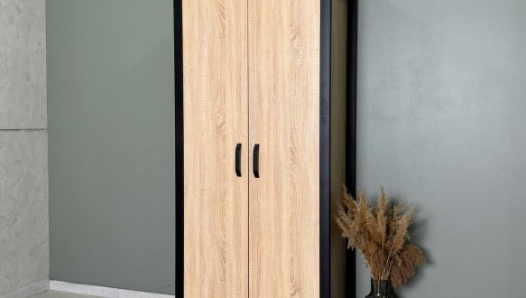 Шафа 2Д LOFT полиці Дуб Сонома / Чорний мат MebliRoMax