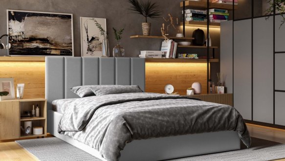 Ліжко м'яке двоспальне Віоріна Деко Лайн з підйомним механізмом та нішею для білизни 14