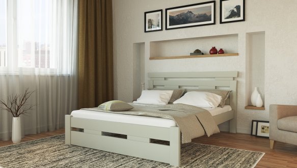 Ліжко дерев'яне Лев Зевс Масив бук Білий