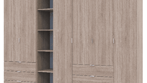 Шкаф Дорос Гелар дуб сонома с Этажеркой 6 дверной 270,7 см