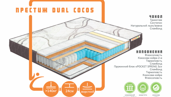 Матрац ПРЕСТИЖ DUAL COCOS / TM MUSSON 1