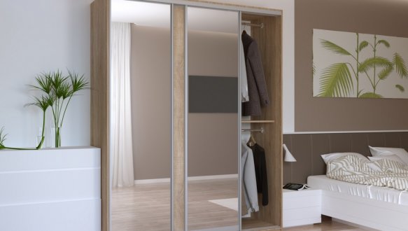 Шкаф-купе с зеркалом Дорос Сити Лайт дуб сонома 3 дверный 225 см 2