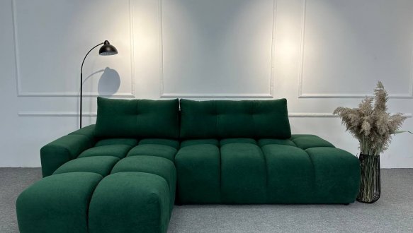 Кутовий диван розкладний крокуюча єврокнижка Елізіум Сапфір 277 см 20