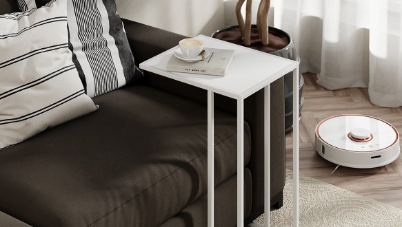 Придиванный стол-трансформер Fiji Double Белый бриллиант/Белый