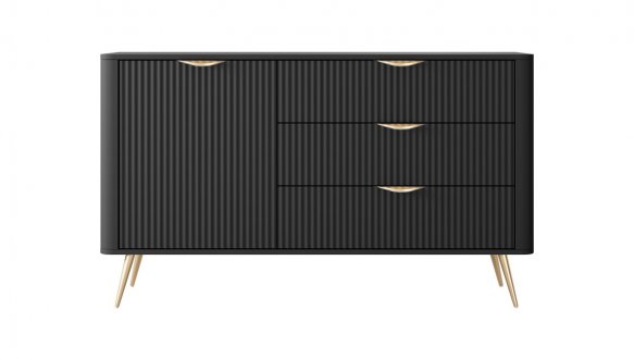 Комод 1D3S/138 Чорний/Золоті ніжки Lante