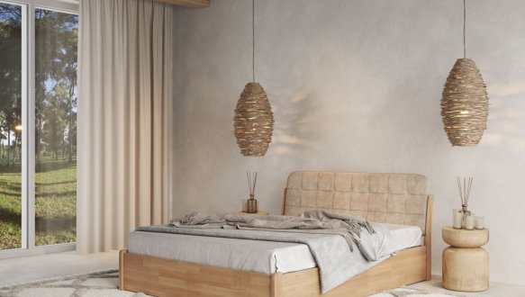 Ліжко двоспальне дерев'яне Лев Каліфорнія з підйомним механізмом та нішею для білизни Щит Бук 0