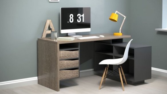 Комп'ютерний стіл Connect 3 Інтарсіо Правий/Лівий Дуб Сонома Трюфель/Антрацит 159 см