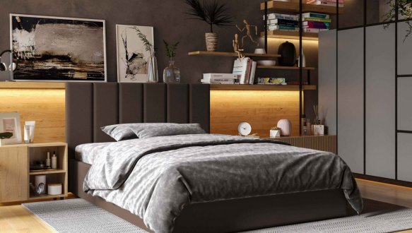 Ліжко м'яке двоспальне Віоріна Деко Лайн з підйомним механізмом та нішею для білизни 11