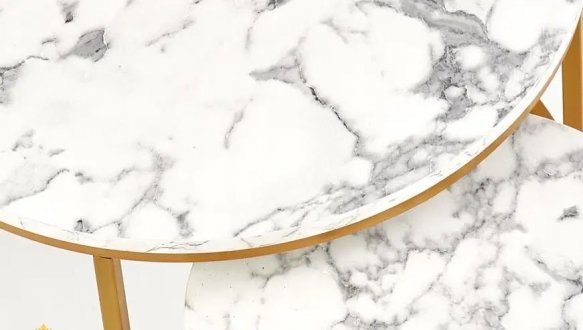 Стол журнальный Paola белый мармур/золотой 2