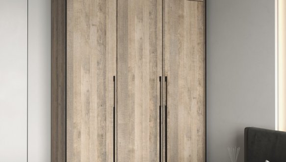 Шкаф с полками Морели R-0015 Рамо 3 дверный дуб гранж песочный 149 см 0