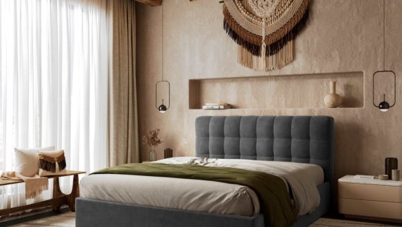 Кровать мягкая Виорина деко Tiramisu / Тирамису с подъемным механизмом и нишей для белья 7