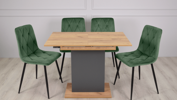 Стіл обідній Stoun / Стоун Інтарсіо Дуб крафт золотий/Антрацит Розкладний 100/135 см 0