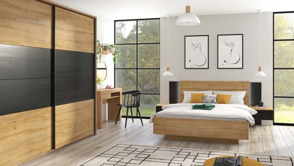 Модульная спальня Maio/Майо BRW Poland Дуб Уотерфорд/Дуб Черный