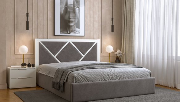 Кровать деревянная с мягкой вставкой DrevKO Стиль 2 0