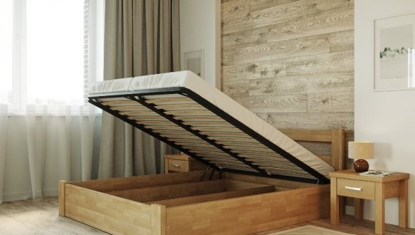 Ліжко дерев'яне Лев Афіна Нова з підйомним механізмом та нішею для білизни масив Бук 5