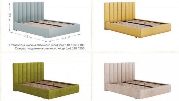 Ліжко м'яке двоспальне Городок меблі Стенлі з підйомним механізмом та нішею для білизни 5