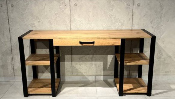 Стіл компютерний LOFT 2-х тумбовий Дуб Сонома / Чорний мат MebliRoMax