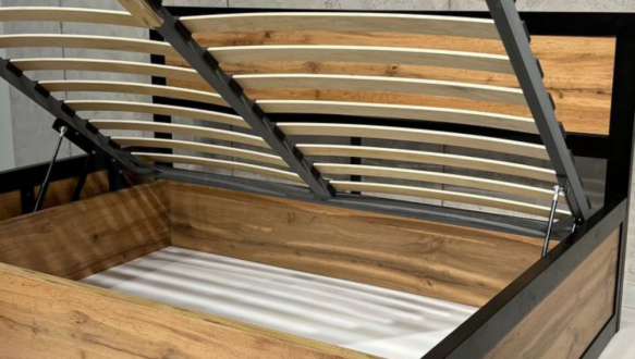 Кровать LOFT с подъёмным механизмом Дуб Сонома / Чёрный мат MebliRoMax 0