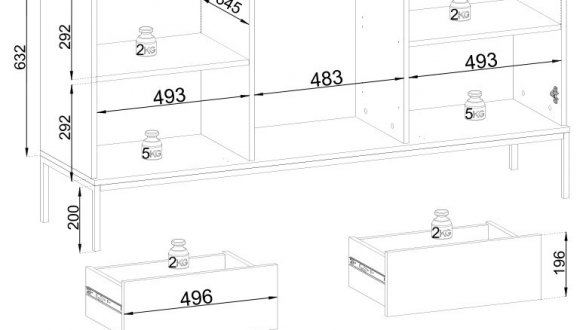 Комод Сенто / Sento KSZ154 с подсветкой чёрный/дуб вотан Perfect Home ширина 153 см. 4