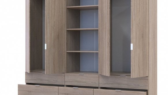 Шкаф для одежды Дорос Гелар дуб сонома 4-х дверный с пеналом 215 см 0