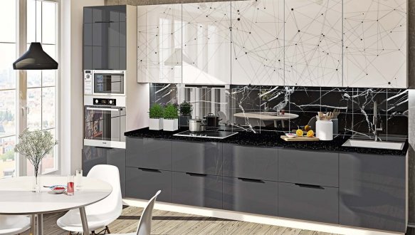 Модульная кухня Хай-тек цветная печать 14