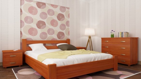 Ліжко двоспальне дерев'яне Явіто Селіна з підйомним механізмом та нішою для білизни Масив Вільха / Ясен / Дуб 3