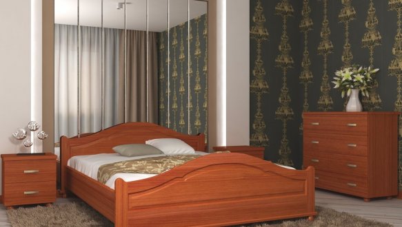 Кровать двуспальная деревянная Явито Орхидея Массив Ольха / Ясень / Дуб 3