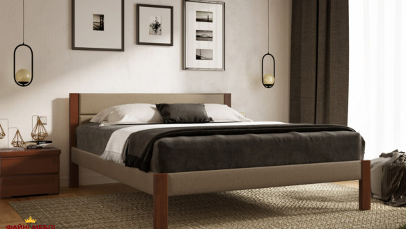 Ліжко дерев'яне з м'якою вставкою ArborDrev Лофт Сосна / Бук 2