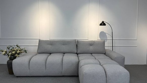 Кутовий диван розкладний крокуюча єврокнижка Елізіум Сапфір 277 см 36