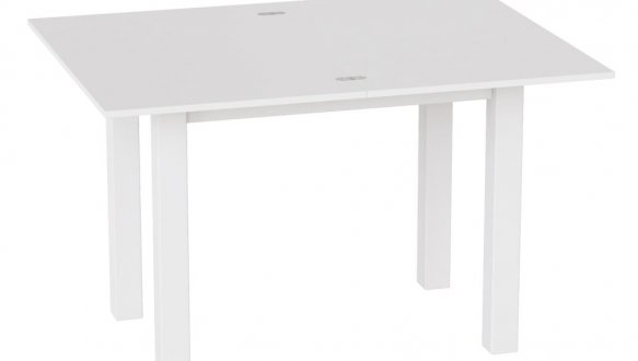 Стол-трансформер Dinner Glass Белый бриллиант/Белые ноги/Белое стекло 1