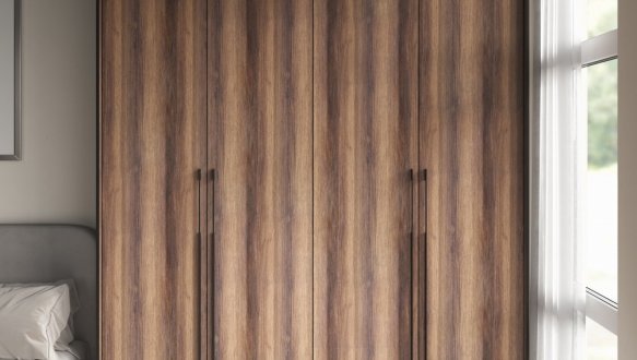 Шкаф Морели R-0020 Рамо 4 дверная дуб кверкус со штангой и полками 197 см 0