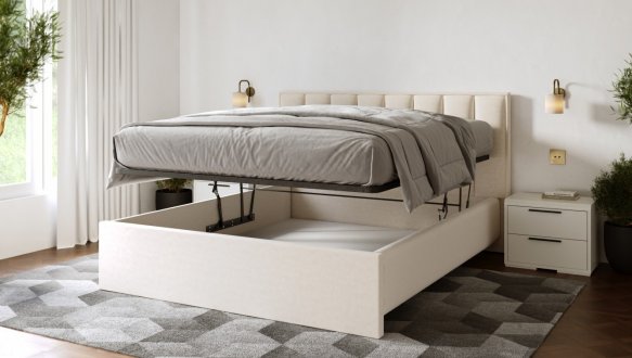 Кровать деревянная DrevKO Ирена с подьемным механизмом и нишей для белья Массив Бук 1