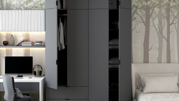 Шкаф Дорос Лукас графит 4 дверная с 2-мя ящиками 180 см 3