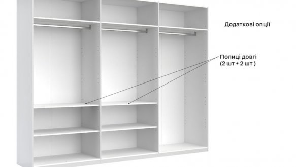 Шкаф 6дв с зеркалом Миромарк Луна 6 дверный дуб крафт 275 см 8