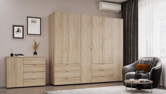 Шкаф Дорос Гелар дуб сонома 6 дверной 232,5 см