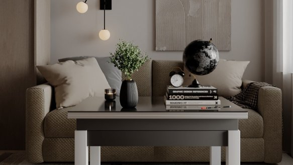 Стол-трансформер B-Fly Glass Графит/Белые ноги/Графитовое стекло 0